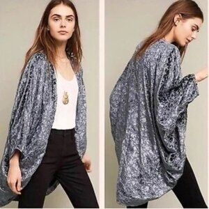 Anthropologie Feathers by Tolani Velvet Maja Cocoon Open Front Kimono One Size